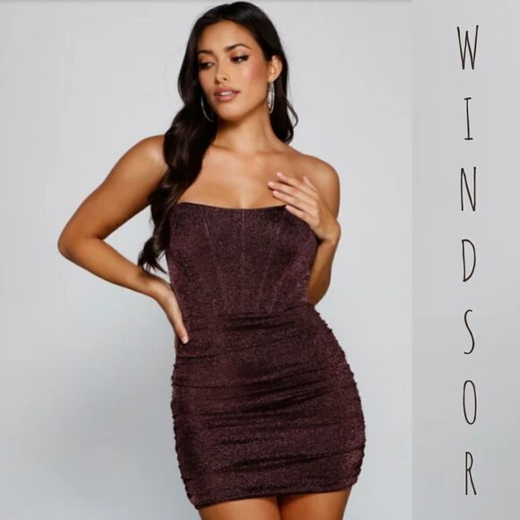 Windsor Purple Shimmer Corset Mini Dress - Picture 1 of 2
